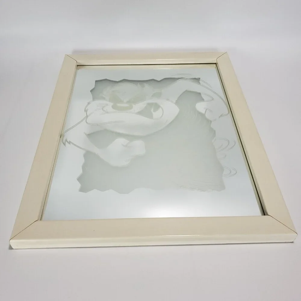 Vintage Looney Tunes Taz The Tasmanian Devil Frosted Mirror